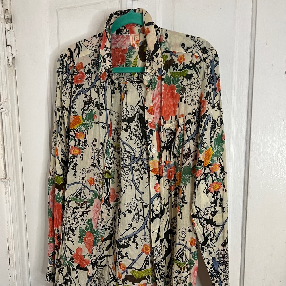 Orange Caramel floral Japanese inspired vintage look shirt